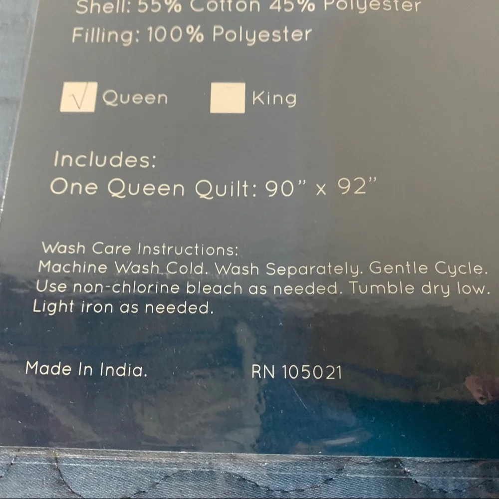 North Shore Living Reversible Quilt Teal Blue & Floral Queen Quilted New